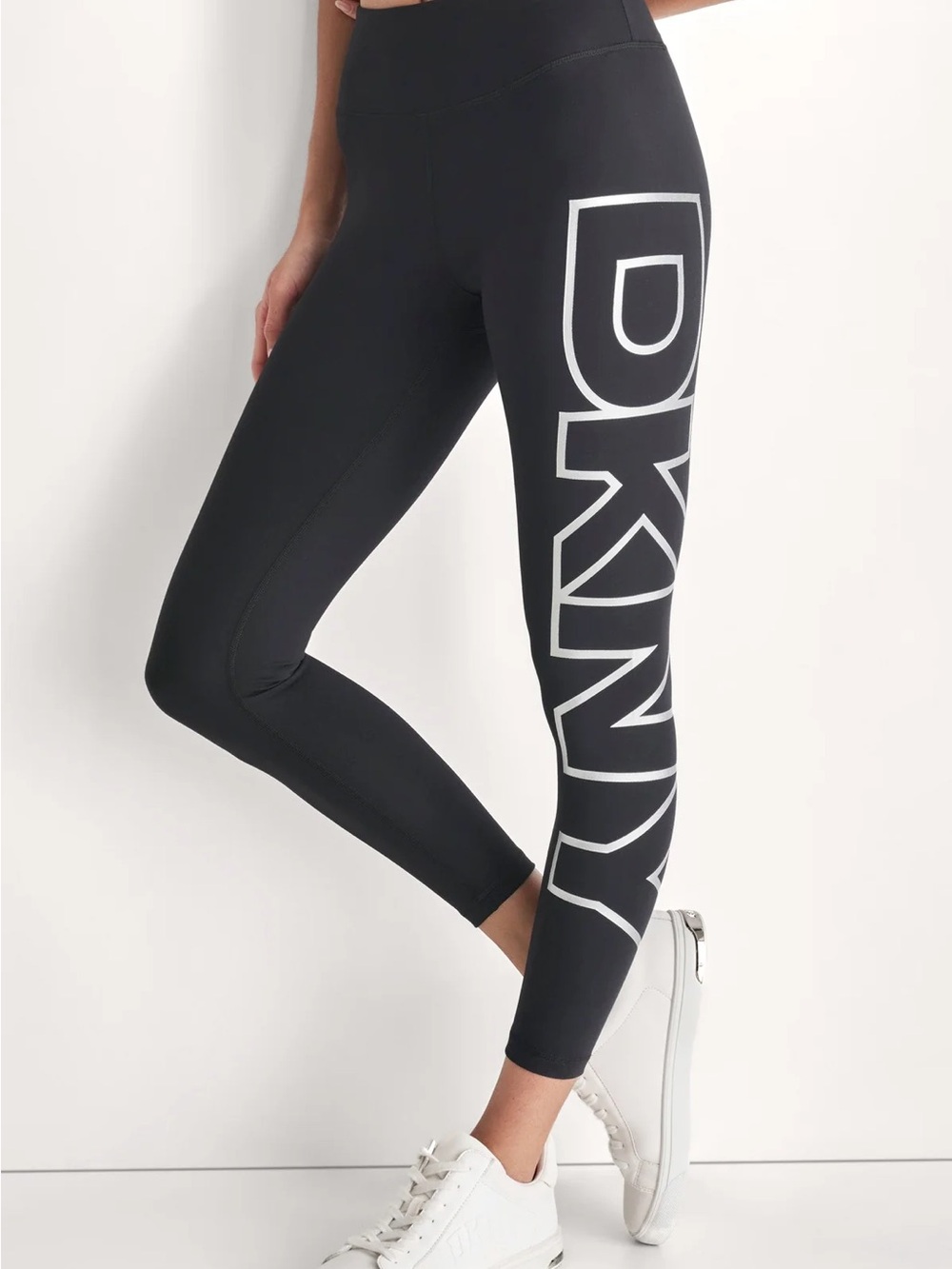 DKNY Black High Rise Logo 7/8/ Length Leggings
